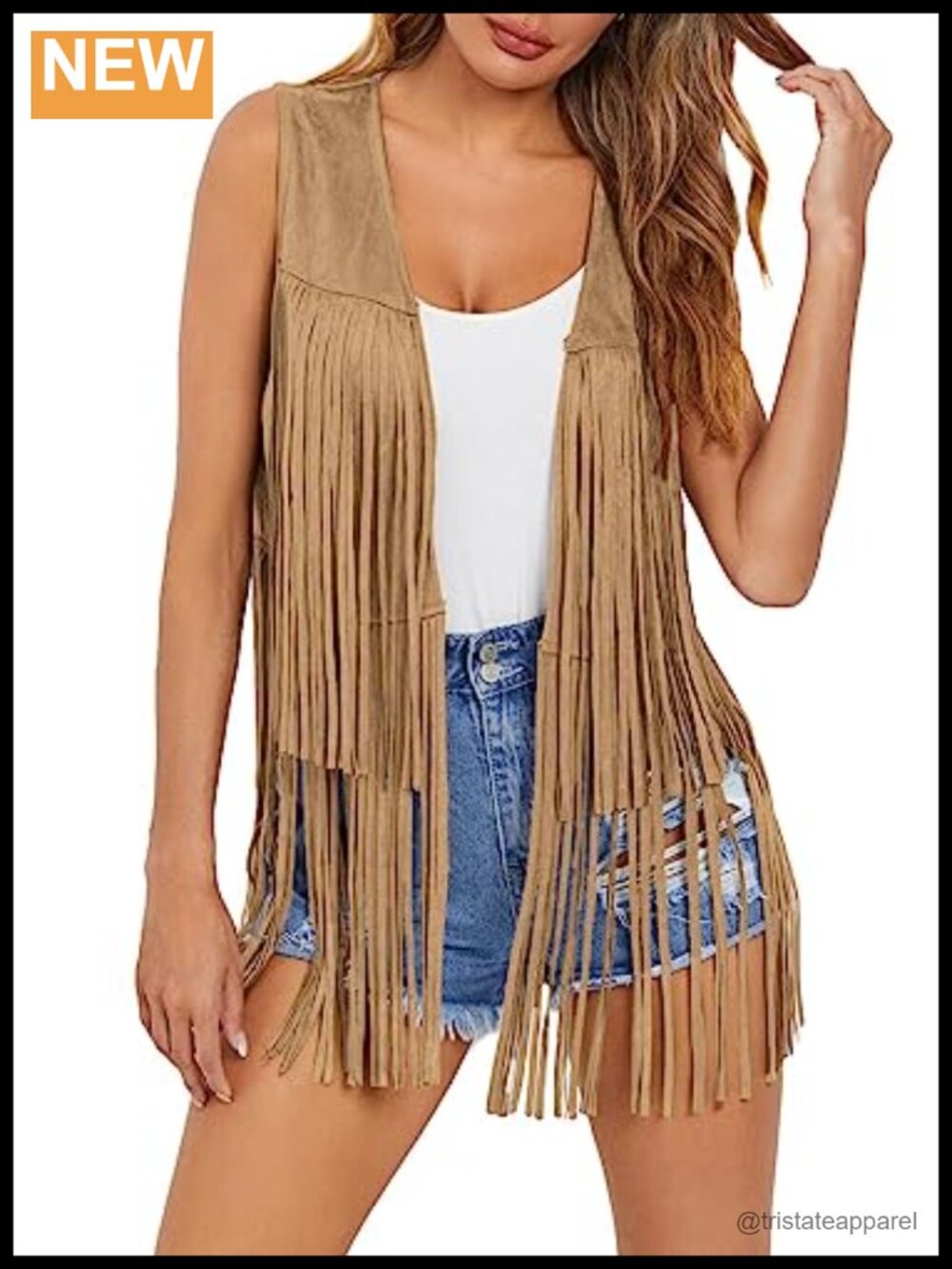 70s Fringe Vest Sleeveless Faux Suede Western Cowgirl Hippie Costume